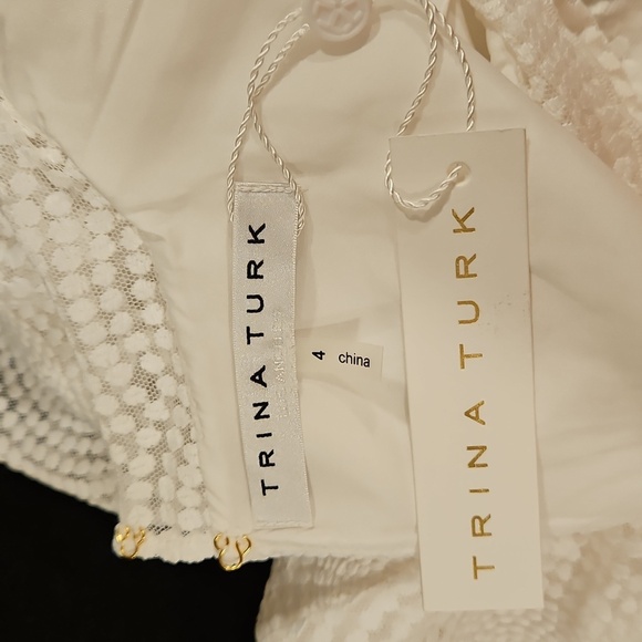 💕TRINA TURK💕 Palm Colony Embroidered Shift Dress ~ Whitewash 4 NWT - Picture 9 of 11